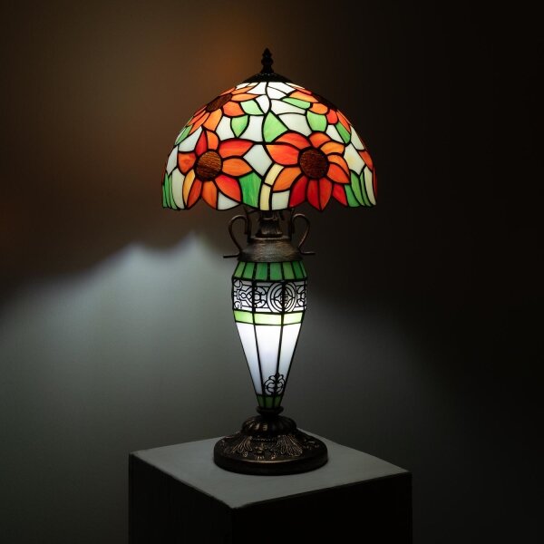 Brilagi - lampada da tavolo Tiffany a vetri colorati SUNFLOWER 1xE27/60W/230V + 1xE14/40W