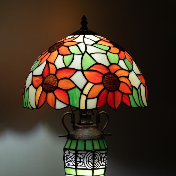 Brilagi - lampada da tavolo Tiffany a vetri colorati SUNFLOWER 1xE27/60W/230V + 1xE14/40W