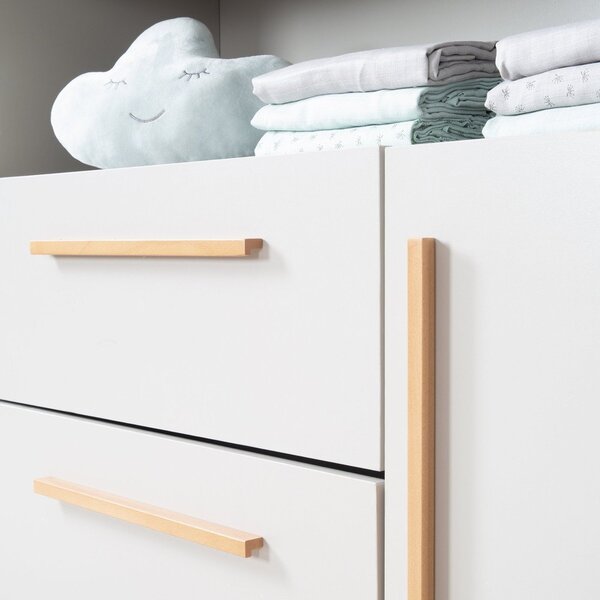 Cassettiera per bambini grigio chiaro con fasciatoio 107x98x75 cm Lea – Roba