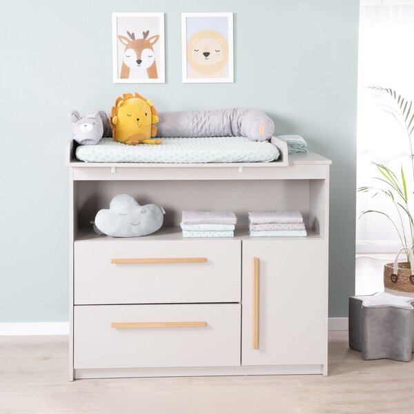 Cassettiera per bambini grigio chiaro con fasciatoio 107x98x75 cm Lea – Roba