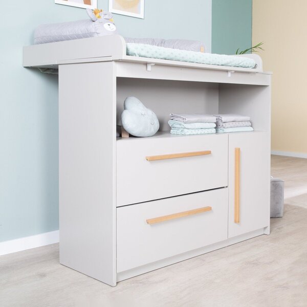 Cassettiera per bambini grigio chiaro con fasciatoio 107x98x75 cm Lea – Roba