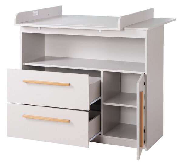 Cassettiera per bambini grigio chiaro con fasciatoio 107x98x75 cm Lea – Roba