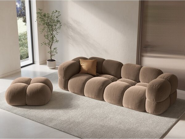 Poggiapiedi marrone con rivestimento in velluto Loretto – Cosmopolitan Design
