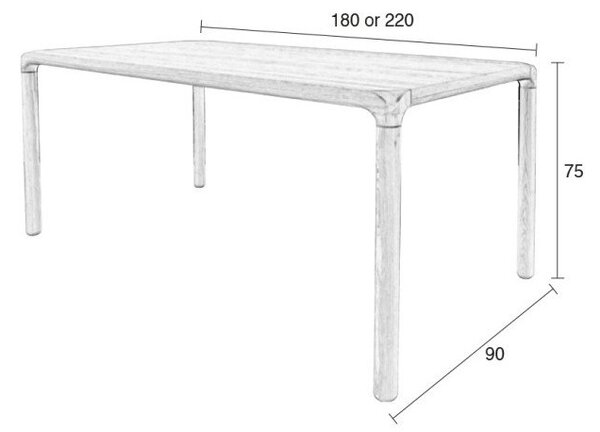 Tavolo da pranzo con effetto frassino 90x220 cm Storm – Zuiver