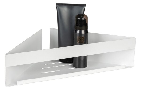 Mensola da bagno senza foratura/ad angolo bianco opaco in acciaio inox con aggancio Turbo-loc Genova – Wenko