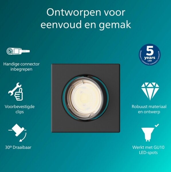 Philips - Faretto da incasso PERIDOT 1xGU10/7W/230V nero