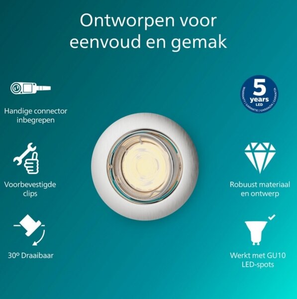 Philips - Faretto da incasso PERIDOT 1xGU10/7W/230V argento