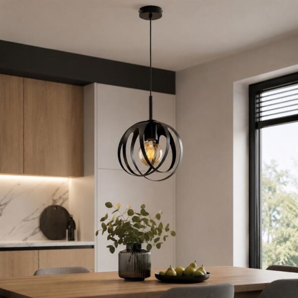 Lampadario sospeso con cavo ASANI 1xE27/15W/230V nero