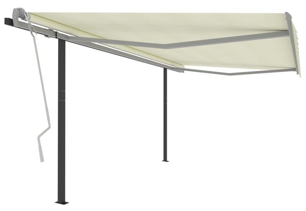 VidaXL Tenda Da Sole Retrattile Manuale Con Pali – 4,5 X 3,5 M – Colore Crema – Perfetta Per Terrazzo, Balcone E Giardino – Protezione UV