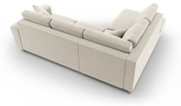 Divano angolare beige allungabile e con contenitore (con penisola a sinistra/a L) con rivestimento in velluto Kyoto – Cosmopolitan Design