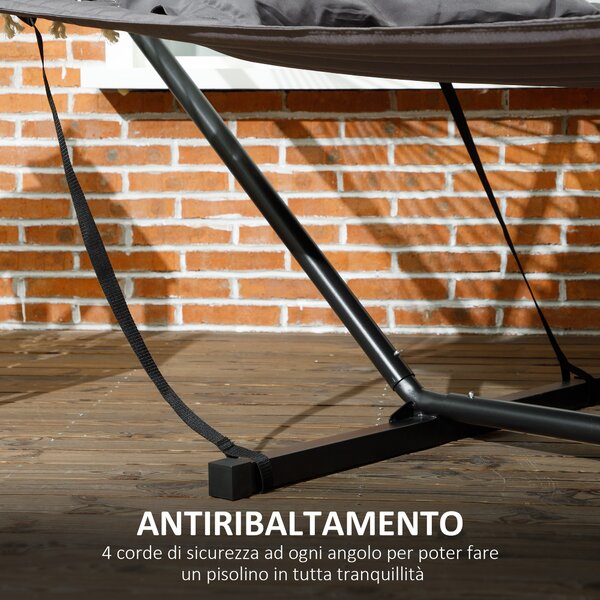 Outsunny Amaca da Giardino Portatile con Cuscino Integrato, in Cotone, Poliestere e Acciaio, 368x93x110 cm, Grigio Scuro