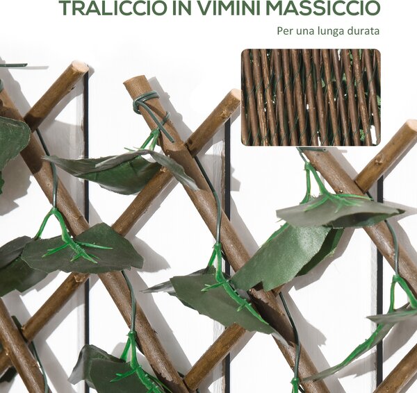 Outsunny Siepe Artificiale a 2 Sezioni da 356 Foglie di Edera, in Poliestere e Rattan, 200x100 cm, Verde e Marrone