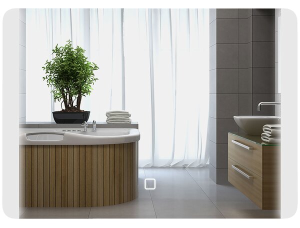 Kleankin Specchio Bagno con Luce LED a 3 Temperature, Interruttore Touch e Antiappannamento, 70x50cm|Aosom