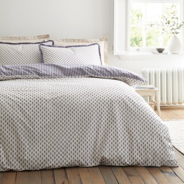 Set copripiumino e federa in percalle di cotone per letto matrimoniale 3 pezzi 200x200 cm Amelie – Bianca