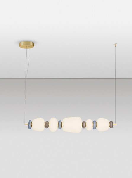 Lampadario LED bianco/dorato in metallo con paralume in porcellana/con paralume in vetro con intensità regolabile Palo – Nova Luce