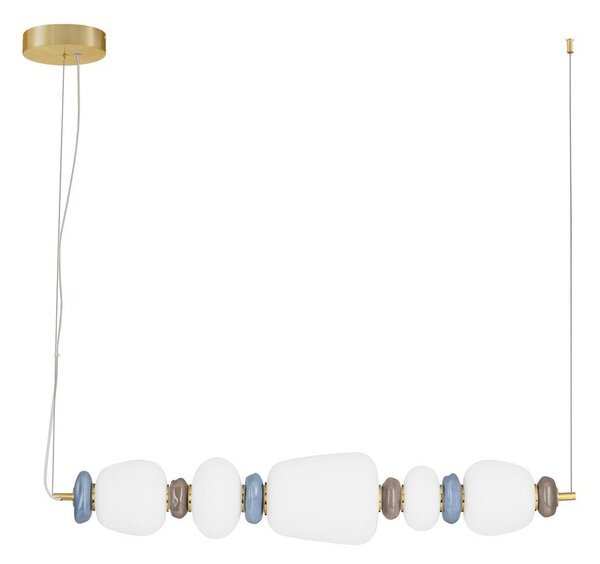 Lampadario LED bianco/dorato in metallo con paralume in porcellana/con paralume in vetro con intensità regolabile Palo – Nova Luce