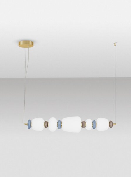 Lampadario LED bianco/dorato in metallo con paralume in porcellana/con paralume in vetro con intensità regolabile Palo – Nova Luce