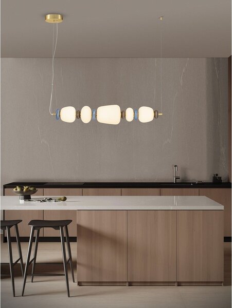 Lampadario LED bianco/dorato in metallo con paralume in porcellana/con paralume in vetro con intensità regolabile Palo – Nova Luce