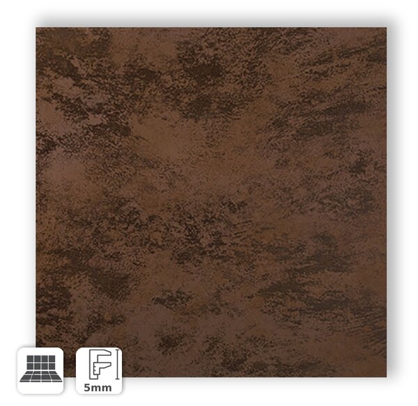 OXIDE MORO 100x100 - PIASTRELLA GRES SOTTILE 5 MM EFFETTO METALLO OSSIDATO MARRONE