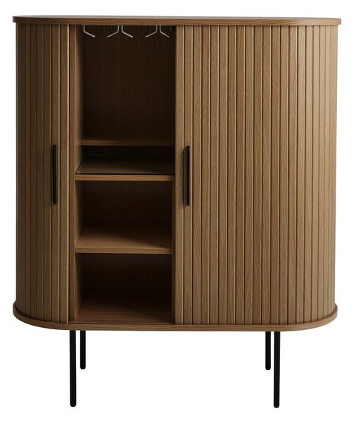 Cantinetta marrone con effetto rovere con ante scorrevoli 100x118x40 cm Nola – Unique Furniture