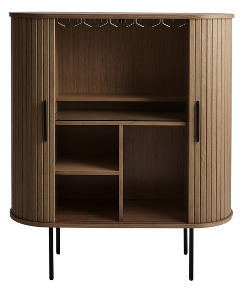 Cantinetta marrone con effetto rovere con ante scorrevoli 100x118x40 cm Nola – Unique Furniture