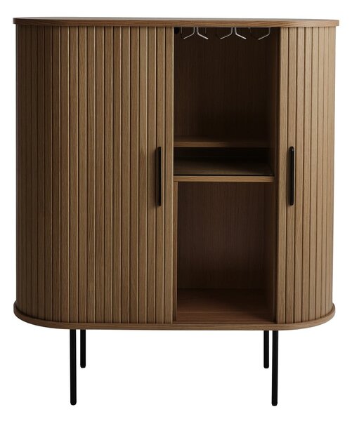 Cantinetta marrone con effetto rovere con ante scorrevoli 100x118x40 cm Nola – Unique Furniture