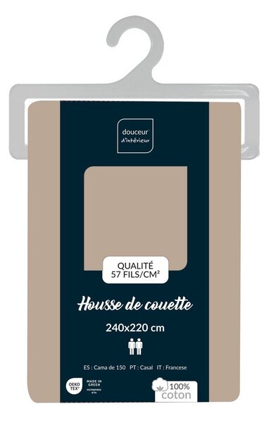 Copripiumino beige in cotone per letto matrimoniale/per letto esteso 240x220 cm Lina – douceur d'intérieur