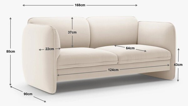 Divano color crema con rivestimento in ciniglia 168 cm Georgia – Micadoni
