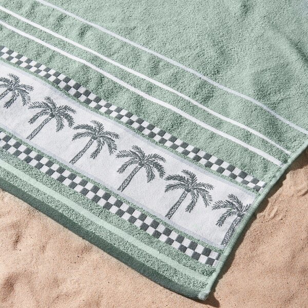Telo mare verde in cotone 90x180 cm Palm Trees – Catherine Lansfield