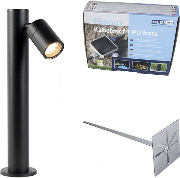 Lampada da esterno nera, 45 cm, orientabile, IP44, modello Solo