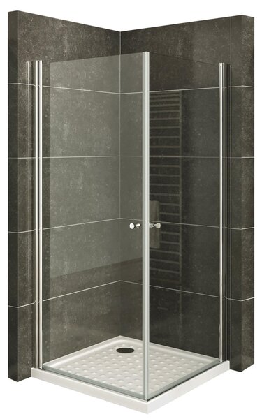 Cabina doccia angolare i-flair, modello DK861, dimensioni 75x80x190 cm, realizzata in vetro trasparente di sicurezza da 6 mm