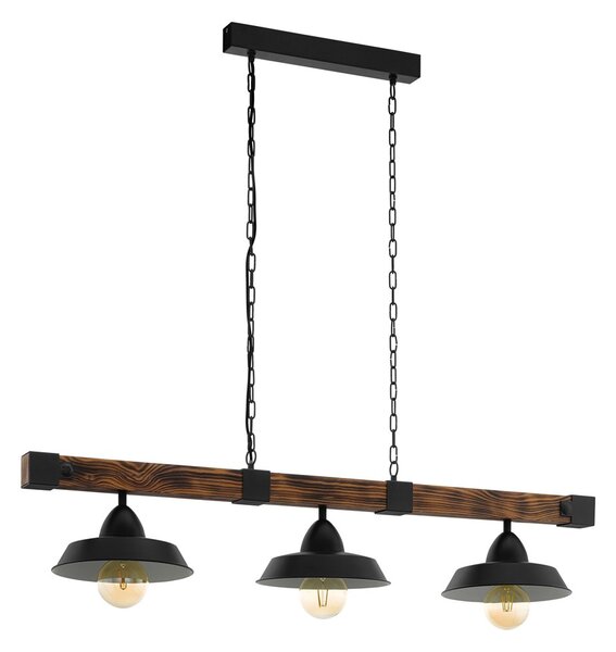 Lampada a sospensione LB22 3 E27 nero marrone RUSTIC OLDBURY 49685