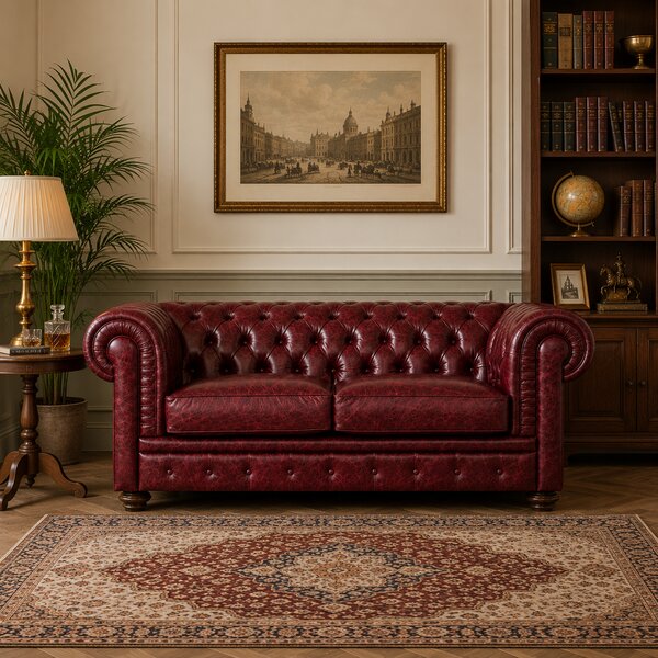 Divano Chesterfield in Pelle Primo Fiore Premium – Iconico, Finiture di Pregio