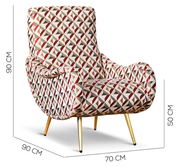 Poltrona Miss tessuto motivo geometrico gambe oro
