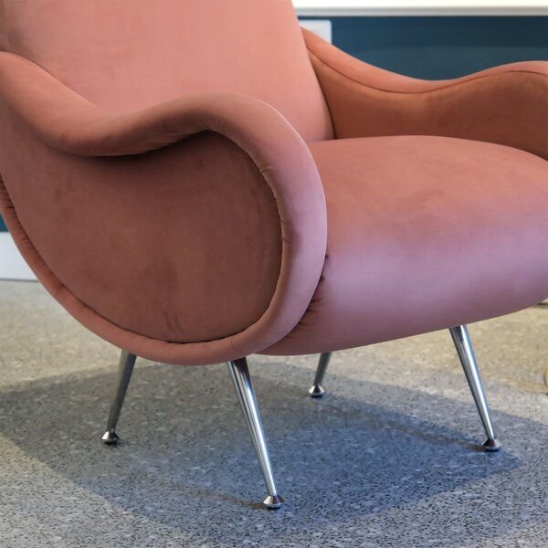 Poltrona Miss velluto rosa antico