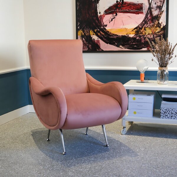 Poltrona Miss velluto rosa antico