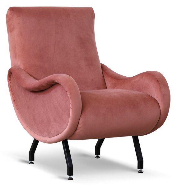 Poltrona Miss velluto rosa antico