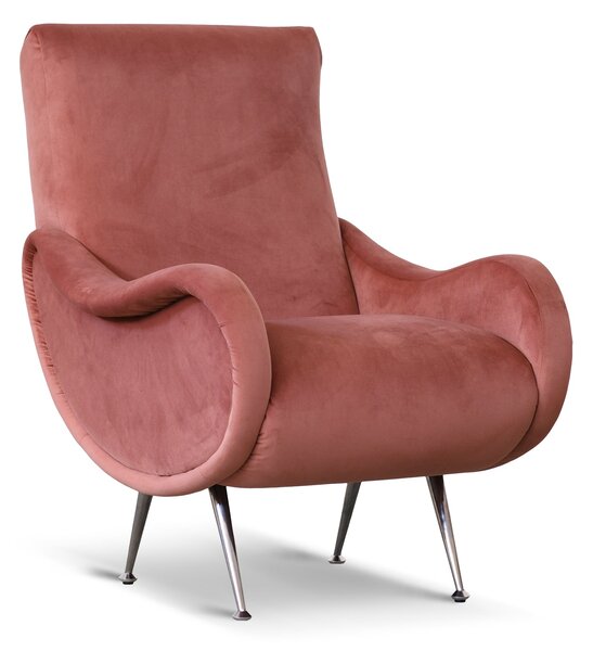 Poltrona Miss velluto rosa antico