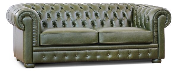 Divano Chesterfield Pelle Fiore verde inglese