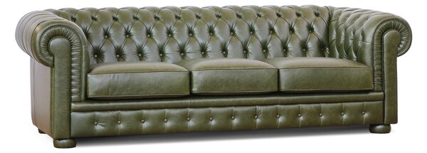 Divano Chesterfield Pelle Fiore verde inglese