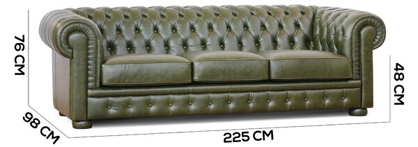 Divano Chesterfield Pelle Fiore verde inglese