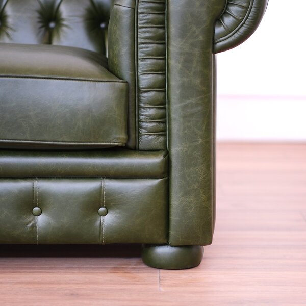 Divano Chesterfield Pelle Fiore verde inglese