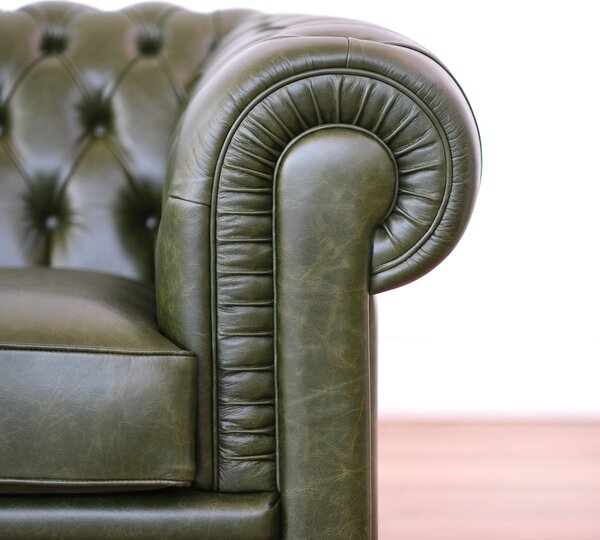 Divano Chesterfield Pelle Fiore verde inglese