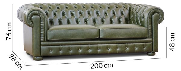 Divano Chesterfield Pelle Fiore verde inglese