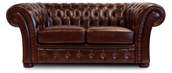 Divano Chesterfield Gabbiano Pelle Fiore Testa di Moro