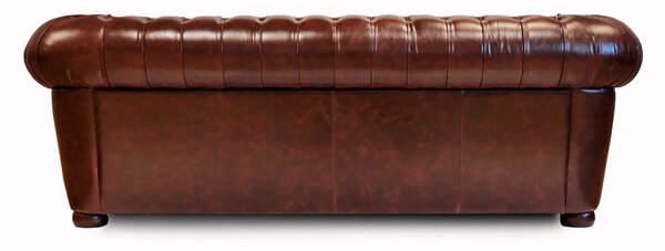 Divano Chesterfield Gabbiano Pelle Fiore Testa di Moro