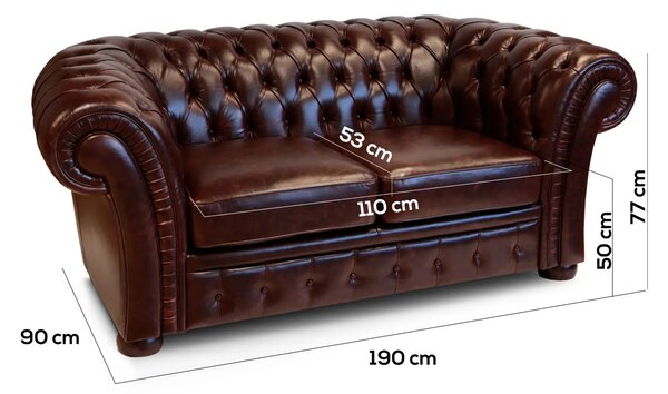 Divano Chesterfield Gabbiano Pelle Fiore Testa di Moro