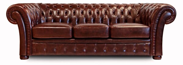 Divano Chesterfield Gabbiano Pelle Fiore Testa di Moro