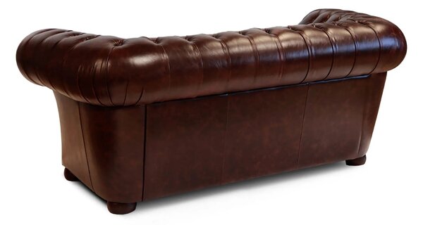 Divano Chesterfield Gabbiano Pelle Fiore Testa di Moro