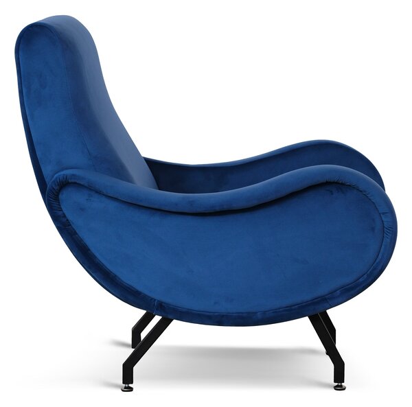 Poltrona Miss velluto blu oceano struttura nera